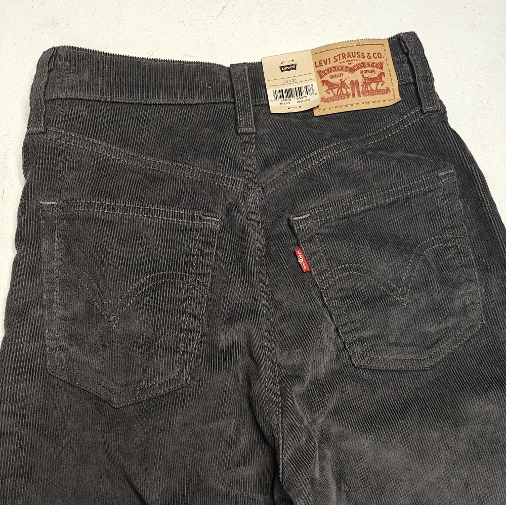 Levis Ribcage Straight Ankle Womens Jeans 24x27 Grey Corduroy Cowgirl - Picture 3 of 7